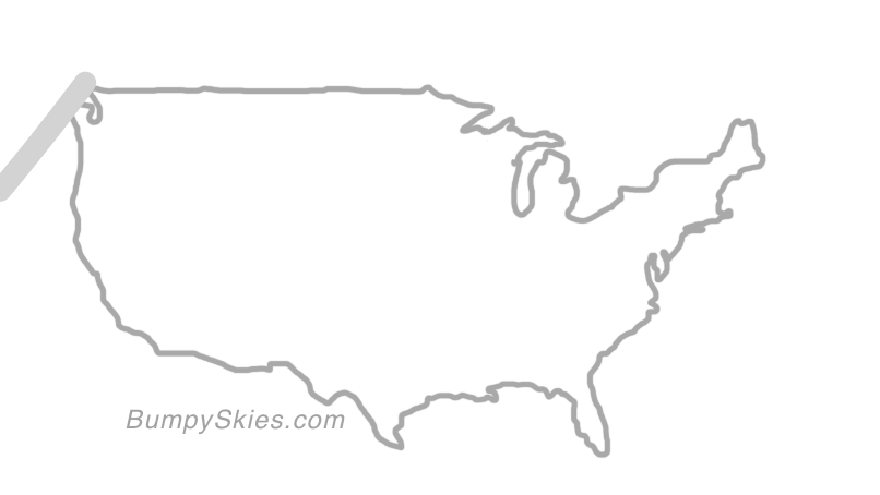 Map of continental US with illustrated flight path and turbulence forecast (described in text below)