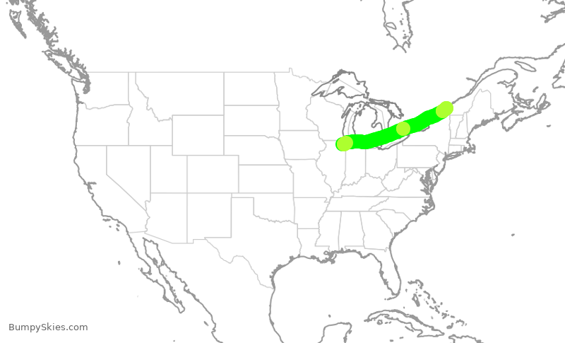 Turbulence forecast map for ACA520, ORD to YUL
