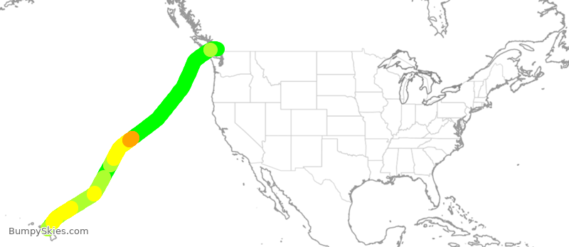 Turbulence forecast map for ACA536, HOG to YVR