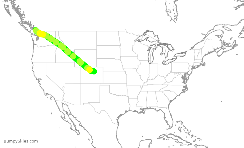 Turbulence forecast map for ACA575, DEN to YVR