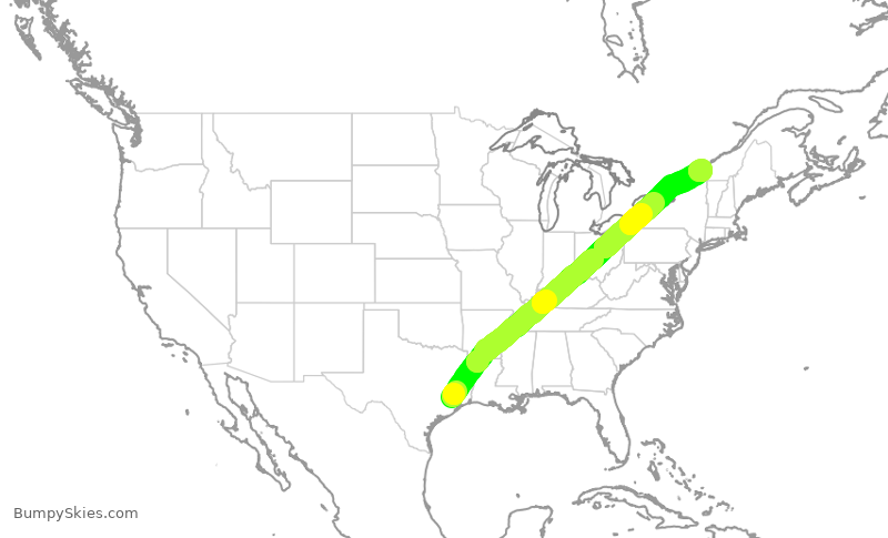 Turbulence forecast map for ACA582, IAH to YUL