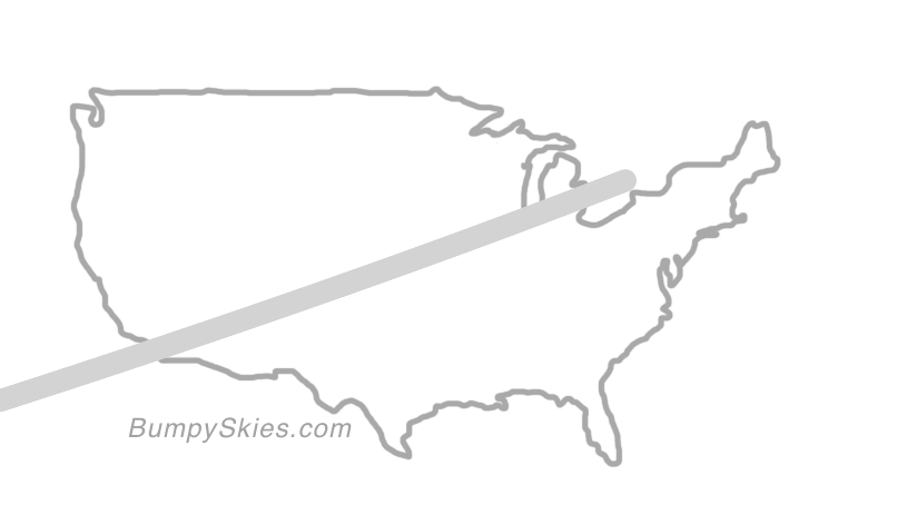 Map of continental US with illustrated flight path and turbulence forecast (described in text below)