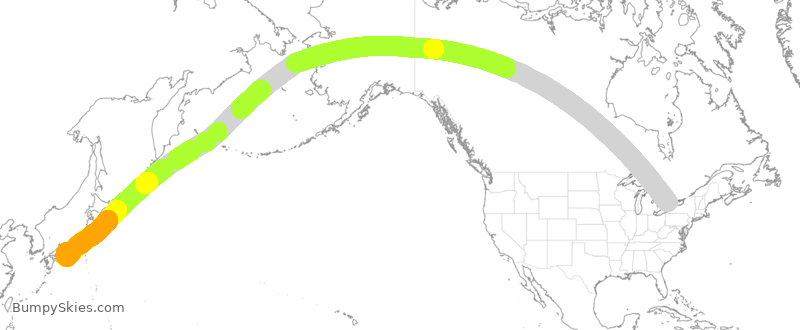 Turbulence forecast map for ACA59, YYZ to KIX