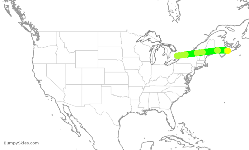 Turbulence forecast map for ACA602, YYZ to YHZ