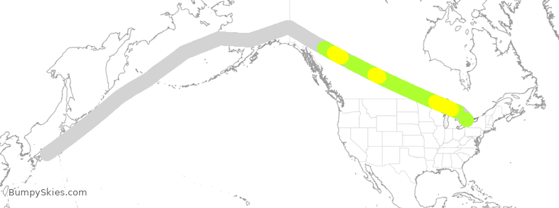 Turbulence forecast map for ACA60, KIX to YYZ