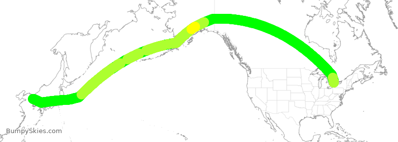 Turbulence forecast map for ACA61, YYZ to ICN