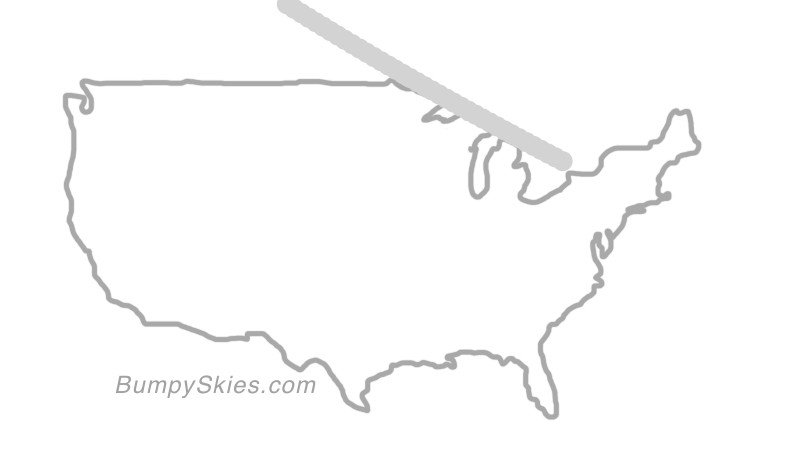 Map of continental US with illustrated flight path and turbulence forecast (described in text below)