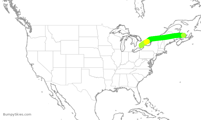 Turbulence forecast map for ACA631, YYG to YYZ