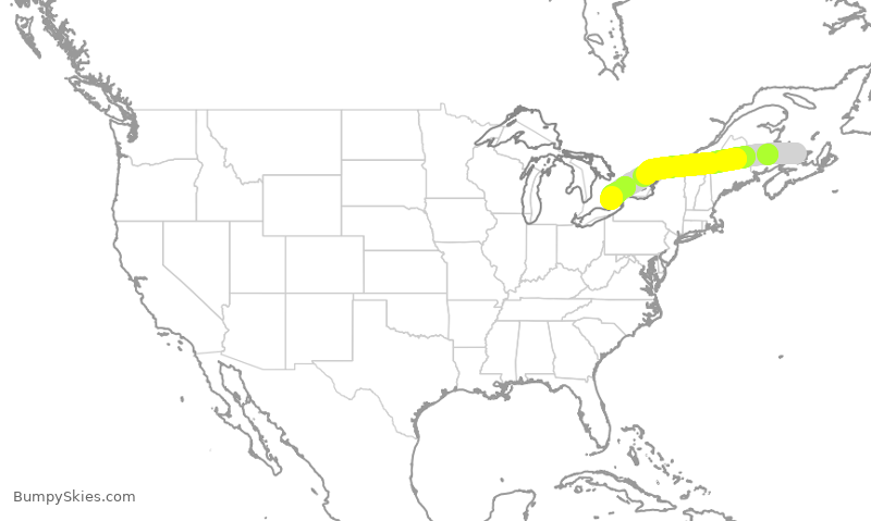 Turbulence forecast map for ACA633, YYG to YYZ