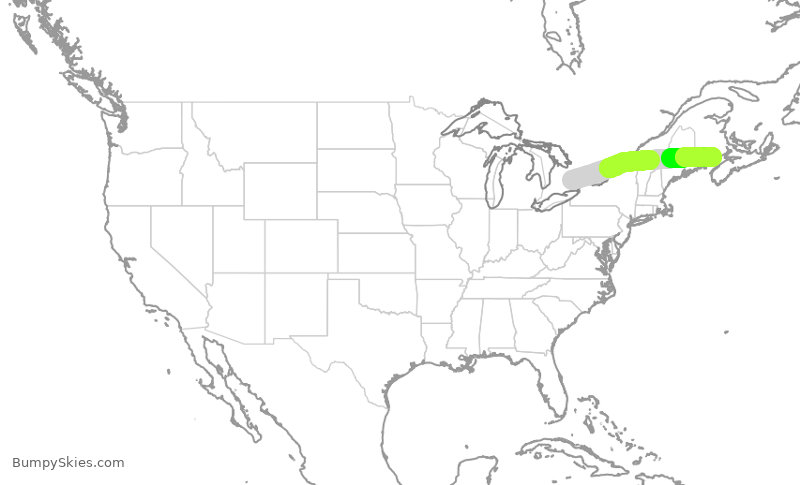 Turbulence forecast map for ACA638, YYZ to YSJ