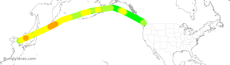 Turbulence forecast map for ACA64, KSI to YVR