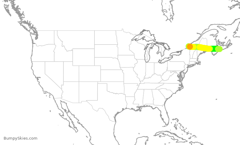Turbulence forecast map for ACA664, YUL to YHZ