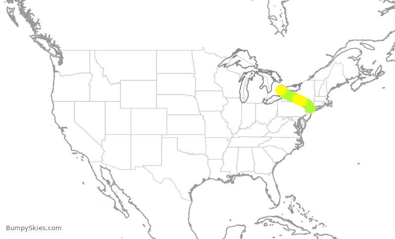 Turbulence forecast map for ACA701, LGA to YYZ
