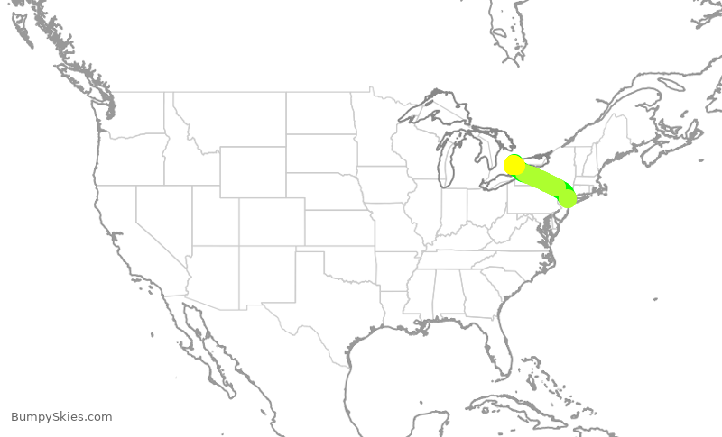 Turbulence forecast map for ACA703, LGA to YYZ