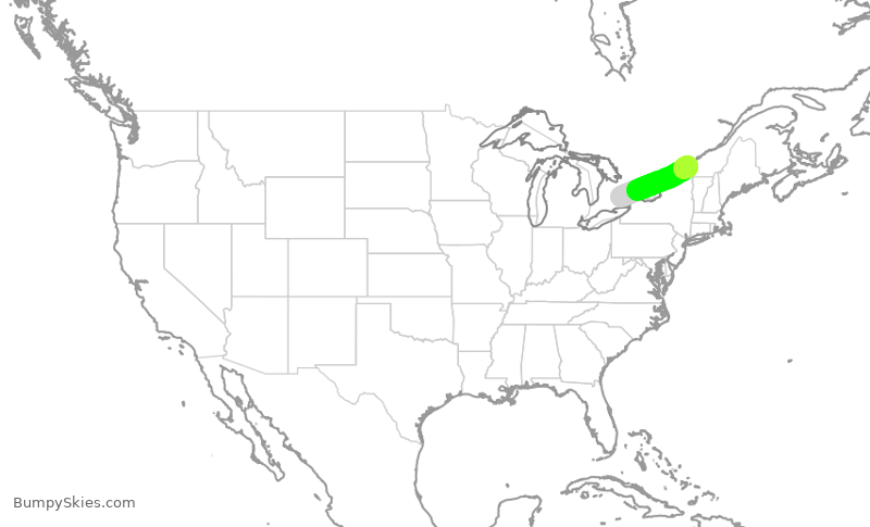Turbulence forecast map for ACA7054, YYZ to YUL