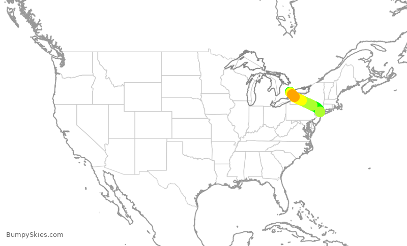 Turbulence forecast map for ACA705, LGA to YYZ