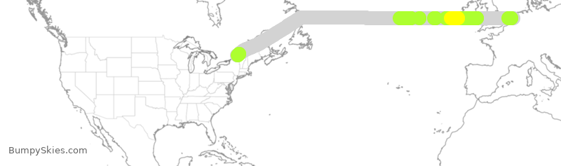 Turbulence forecast map for ACA7075, AMS to YUL