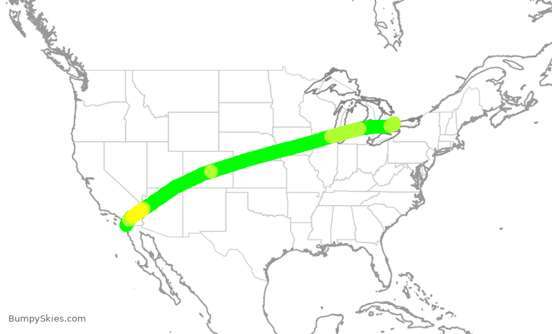 Turbulence forecast map for ACA7078, SAN to YYZ
