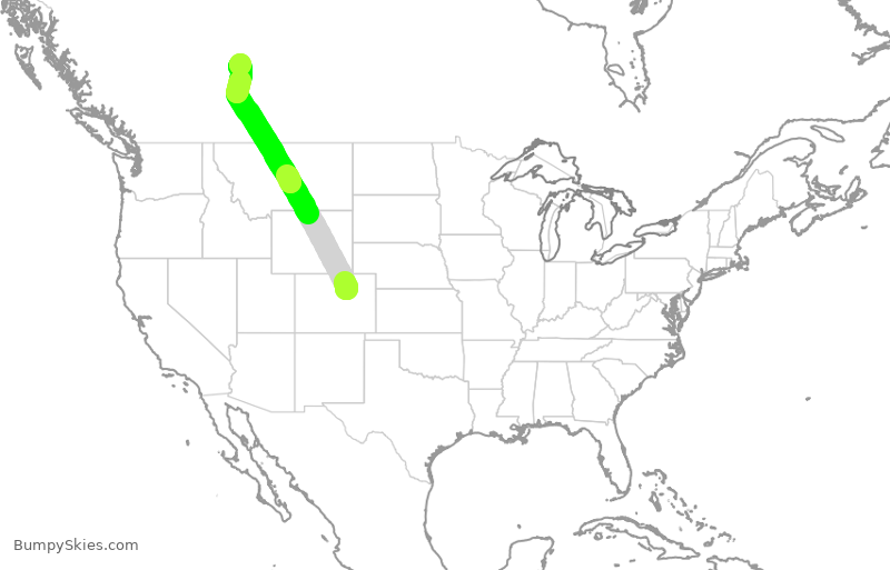 Turbulence forecast map for ACA7084, DEN to YEG