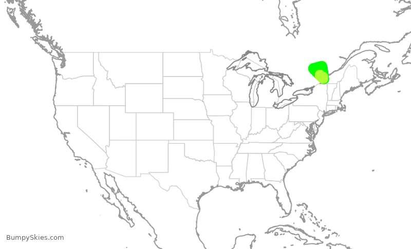 Turbulence forecast map for ACA7098, YMX to YUL