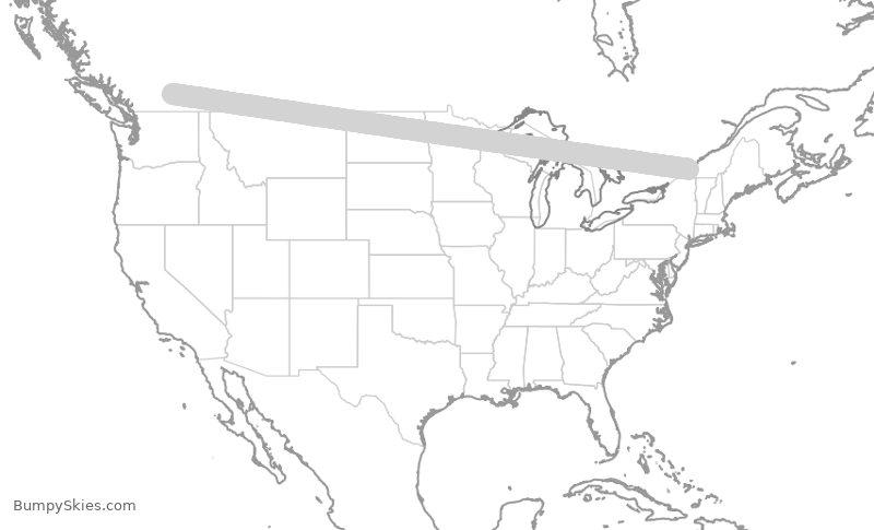 Turbulence forecast map for ACA7099, YUL to YLW
