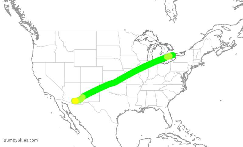 Turbulence forecast map for ACA7099, YYZ to TUS