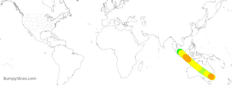 Turbulence forecast map for ACA7103, SYD to SIN