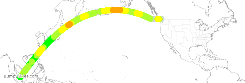 Turbulence forecast map for ACA7105, YVR to SIN