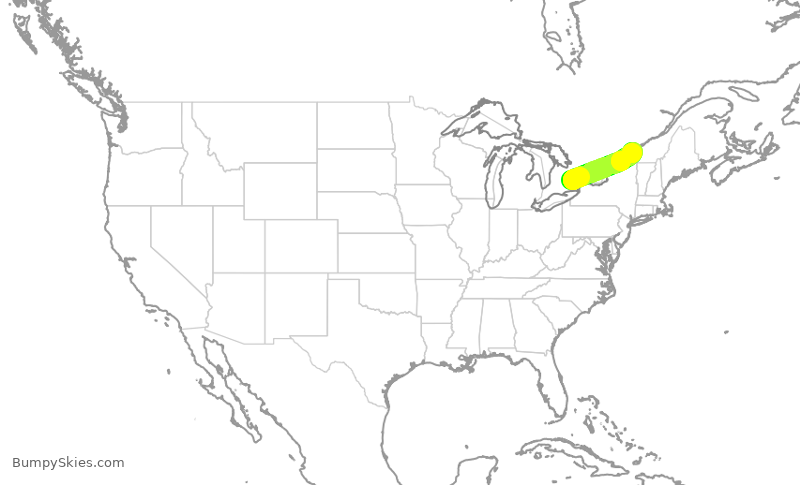 Turbulence forecast map for ACA7138, YYZ to YUL
