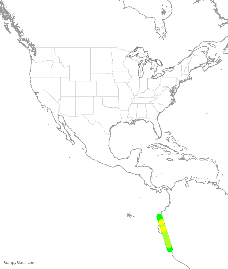 Turbulence forecast map for ACA7141, MEC to SPJC