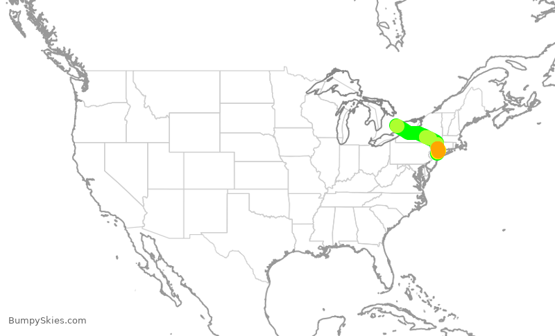 Turbulence forecast map for ACA720, YYZ to LGA