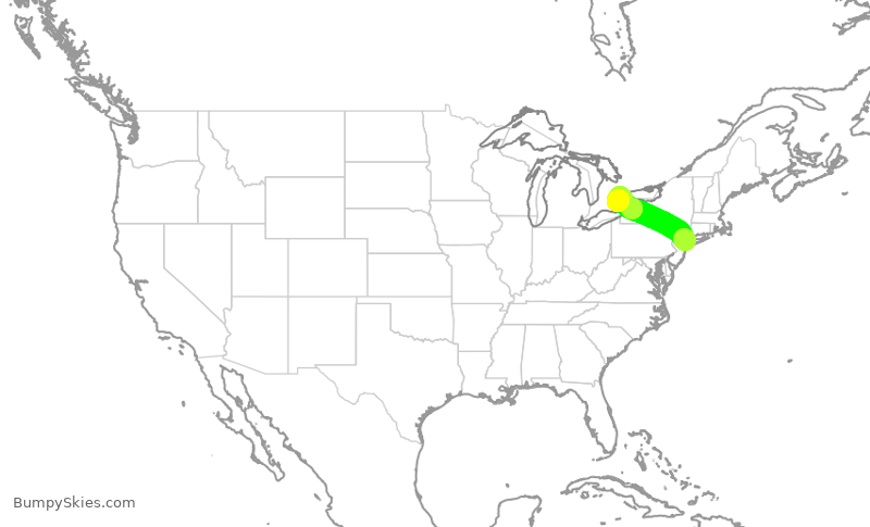 Turbulence forecast map for ACA723, LGA to YYZ