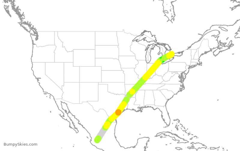 Turbulence forecast map for ACA7247, MGL to YYZ