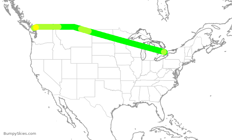 Turbulence forecast map for ACA7311, YYZ to YVR