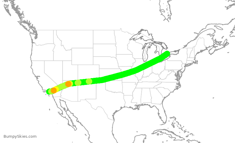 Turbulence forecast map for ACA7315, YYZ to LAX