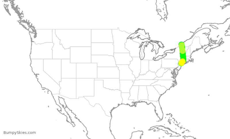 Turbulence forecast map for ACA731, LGA to YUL