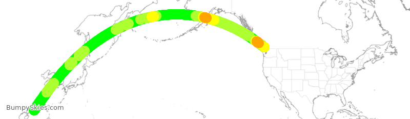 Turbulence forecast map for ACA7322, HKG to YVR