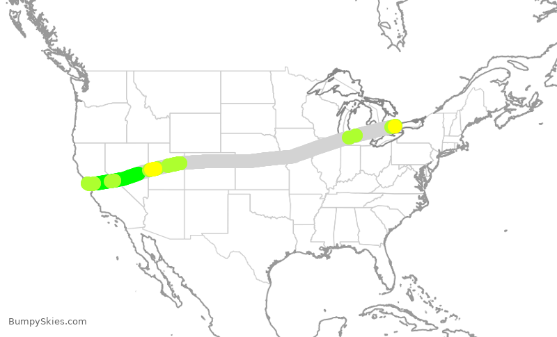 Turbulence forecast map for ACA739, YYZ to SFO