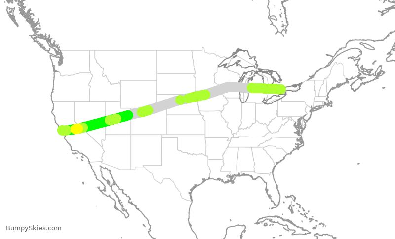 Turbulence forecast map for ACA743, YYZ to SFO