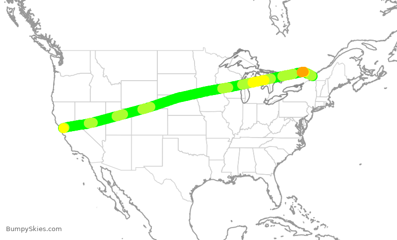Turbulence forecast map for ACA756, SFO to YUL