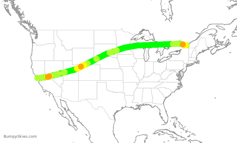 Turbulence forecast map for ACA757, YUL to SFO