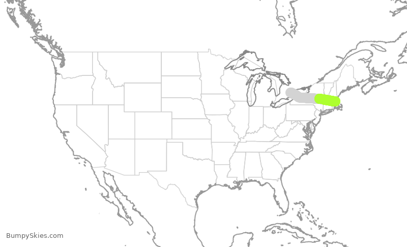 Turbulence forecast map for ACA764, YYZ to BOS