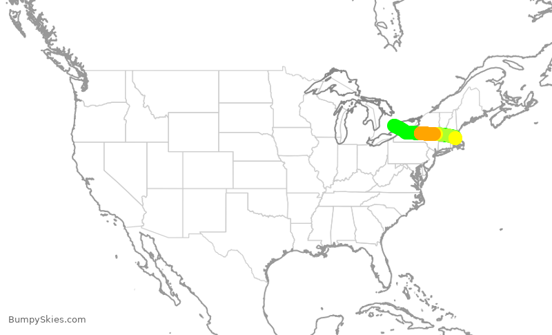 Turbulence forecast map for ACA770, YYZ to BOS