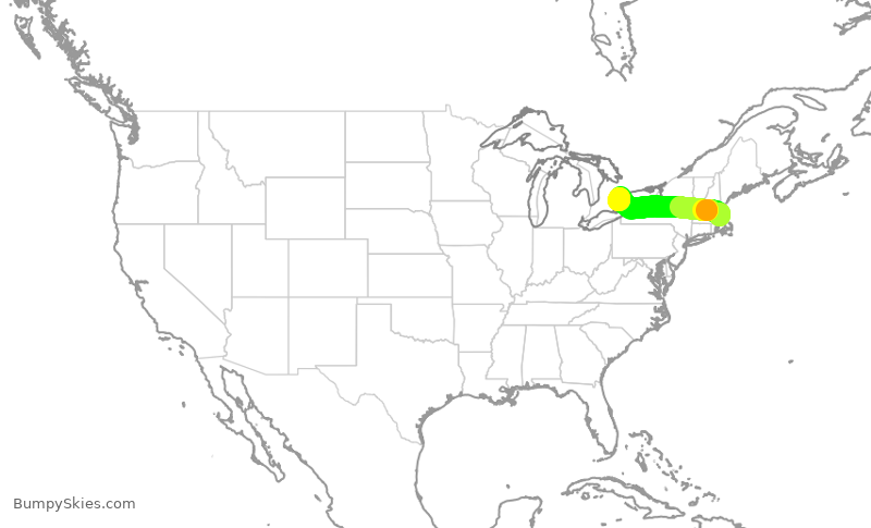 Turbulence forecast map for ACA773, BOS to YYZ