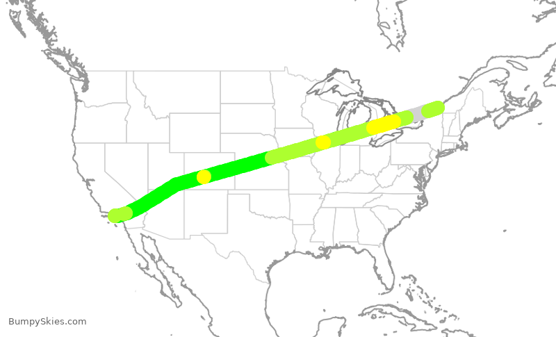 Turbulence forecast map for ACA775, YUL to LAX