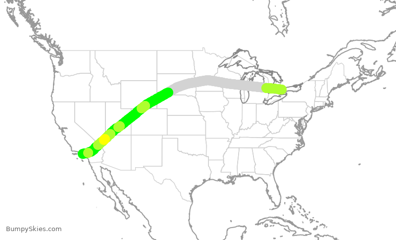 Turbulence forecast map for ACA785, YYZ to LAX