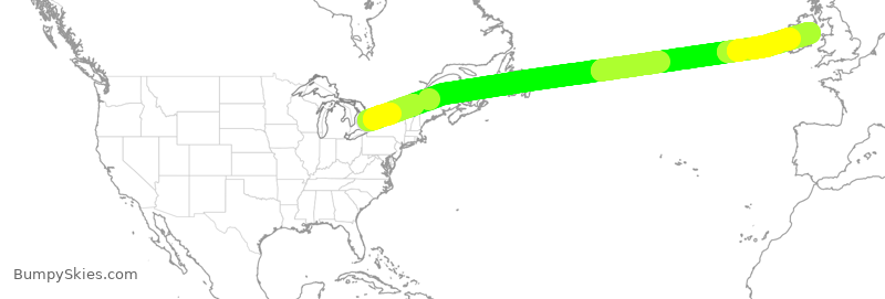 Turbulence forecast map for ACA800, YYZ to IDW