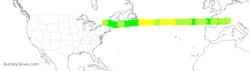 Turbulence forecast map for ACA802, YUL to GVA