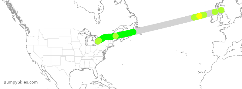 Turbulence forecast map for ACA807, EDI to YYZ