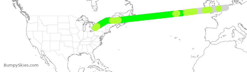 Turbulence forecast map for ACA809, HAM to YYZ